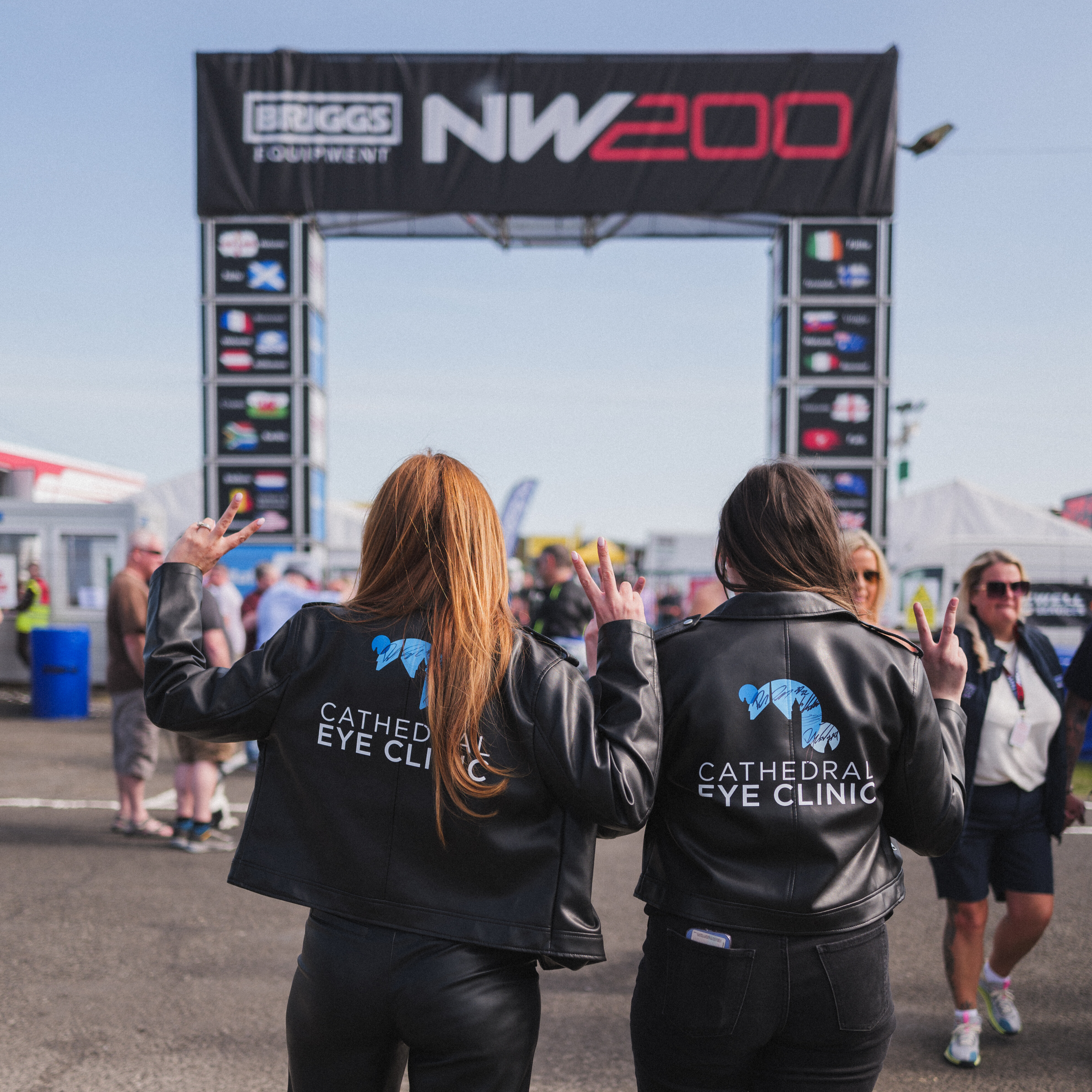 athedral Eye Clinic team at North West 200 testing vision and reaction times with spectators at the racing circuit